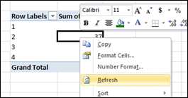 Right Click Refresh Option in a PowerPivot