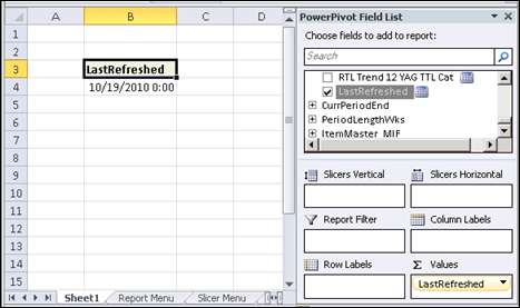 PowerPivot Last Refreshed Date In a Pivot
