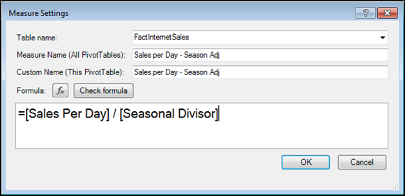 Seasonally Adjusted Sales per Day Measure in PowerPivot