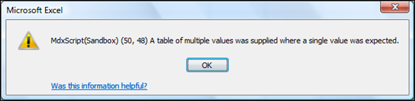 MDXScript(Sandbox) A table of multiple values was supplied where a single value was expected
