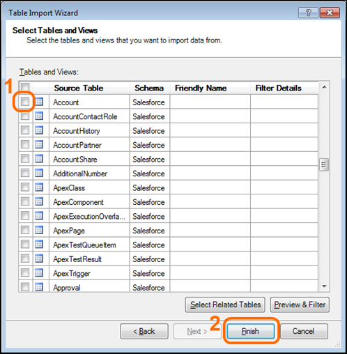 Simple import of Salesforce.com data into PowerPivot, just select and click