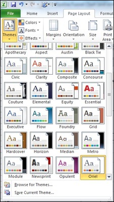 Excel 2010 Themes