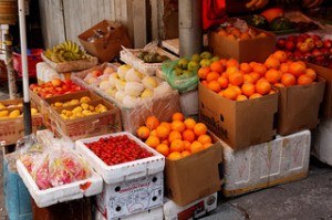 Fruit stall | store in Tai O, a fishing town located at western side of Lantau Island in Hong Kong.