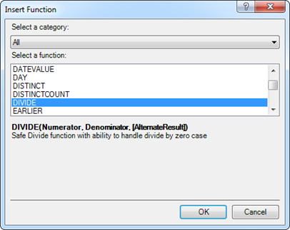 The DIVIDE function.  PowerPivot has been hiding it from me.