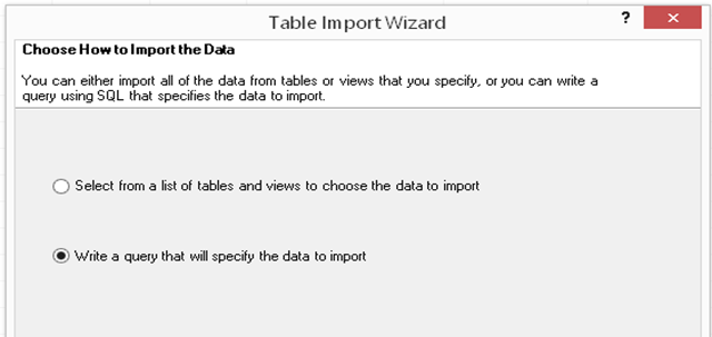 Table Import Wizard
