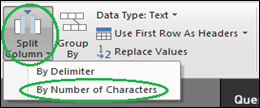 Choose Split Column and By Number of Characters