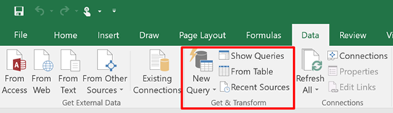 Power Query is Now the Get and Transform Section of the Excel 2016 Ribbon