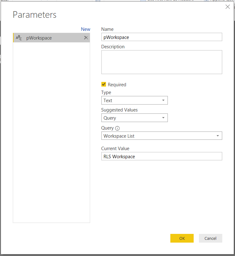 parameters for dataflows: edit the new parameter