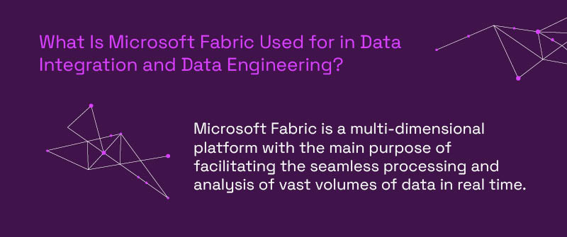 A purple graphic with the text, "What Is Microsoft Fabric Used for in Data Integration and Data Engineering"