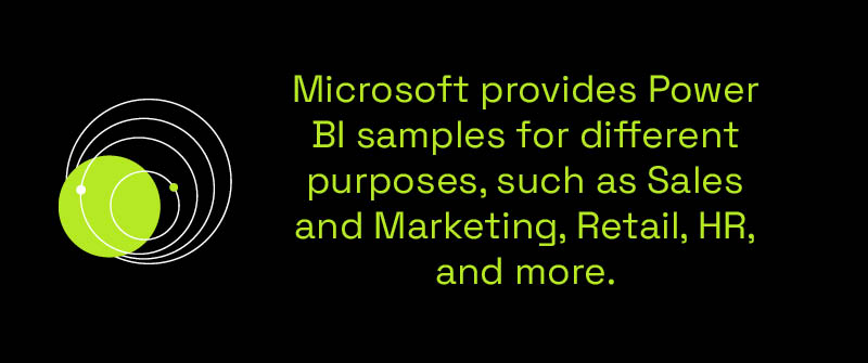 a quote about how Microsoft provides power bi samples for different industries 