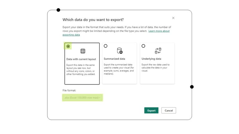 Which data do you want to export?