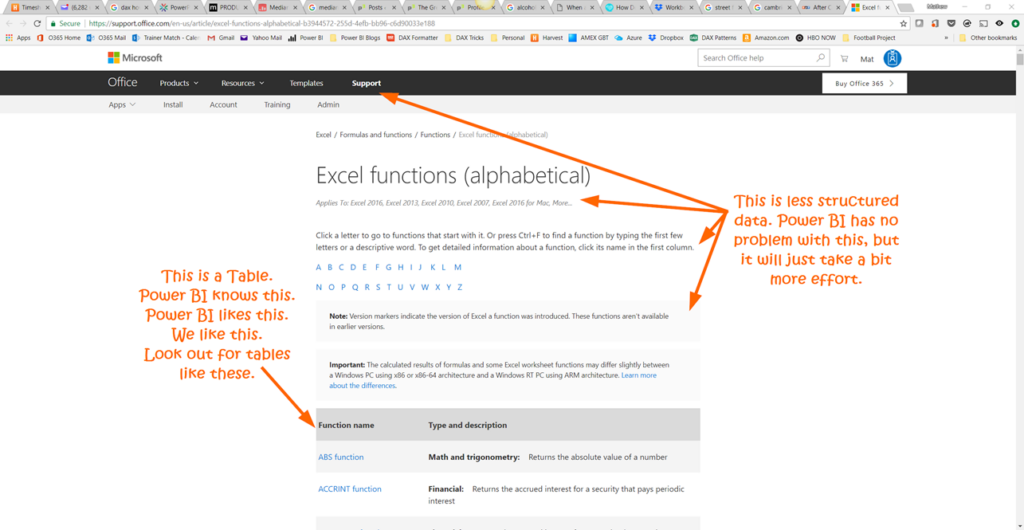 Excel functions