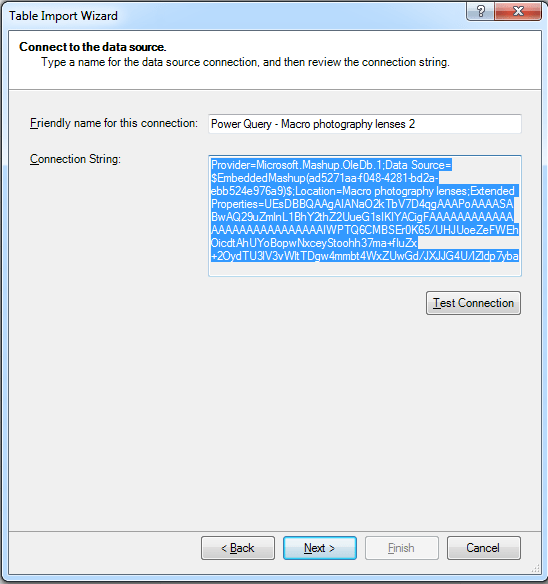Power Pivot Corrected Power Query Connection String