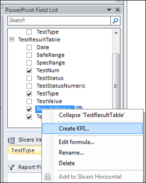 Right Click Original Measure (NOT the –1/0/1 Measure) to Create KPI in PowerPivot