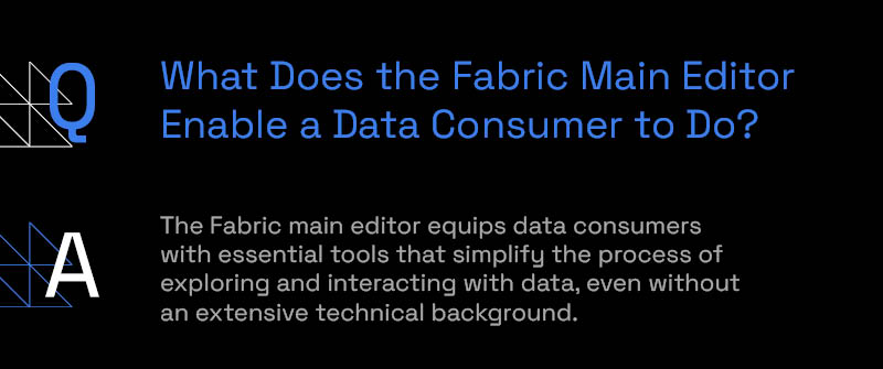 What Does the Fabric Main Editor Enable a Data Consumer to Do