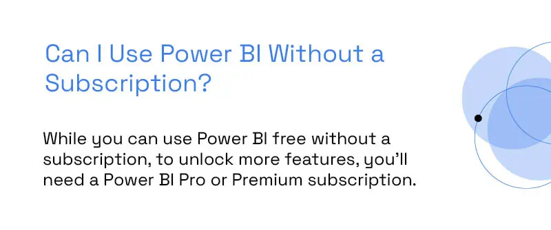 a graphic that asks "can i use power bi without a subscription"