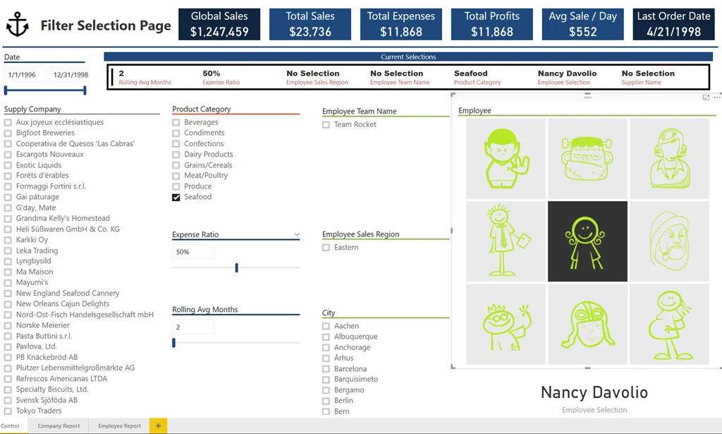 Filter Selection Page