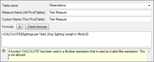 A function 'CALCULATE' has been used in a Boolean expression that is used as a table filter expression. This is not allowed.